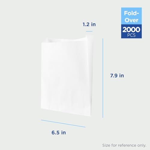 Karat Grease and Leak-Resistant Paper Sandwich Bags, BPA-Free and PFAs-Free, Recyclable Paper Bags for Snacks and Lunch, Sealable, Easy-to-Open, Flat-Storage Design - Pack of 2000 pcs (White) - Image 3