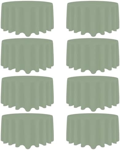 8 Packs 120 Inch Sage Green Round Tablecloth by Heneger