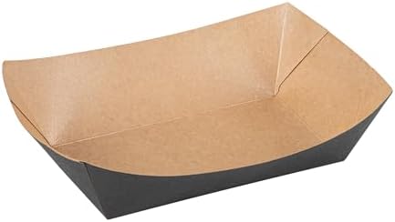 Restaurantware Black Paper lb Food Tray Boat, 8.9 x 6.7 x 2.4 in, 50 Pack - Image 2