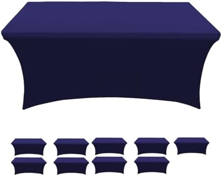 Stretch Spandex Table Covers (Navy Blue, 8Foot- 10 Pack) by Valentina+CoverCo