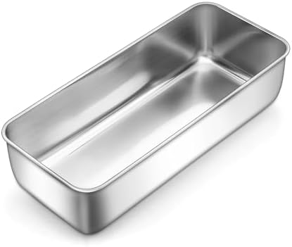 LIANYU Stainless Steel Loaf Pan, 12x5 Inch Large Bread Pan for Baking | Metal Bakeware for Meatloaf, Sourdough Bread, Lasagna, Cake, Healthy & Non Toxic, Oven & Dishwasher Safe by LIANYU