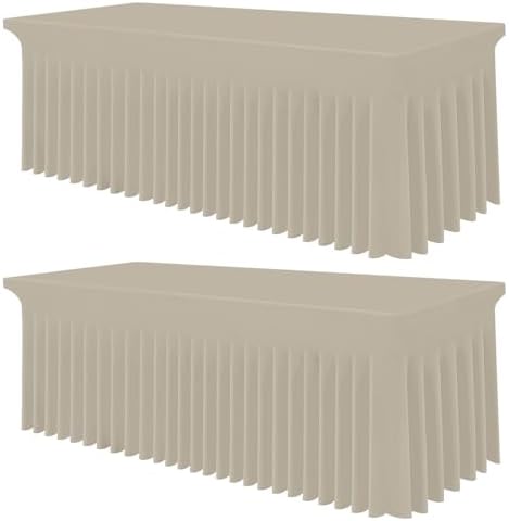 Smiry 2 Pack Spandex Elastic Fitted Table Cloth Skirt for 8FT Table by Smiry