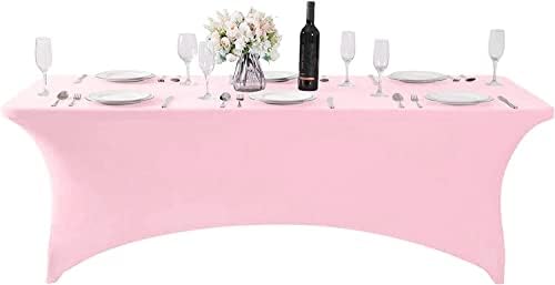 MDS® Pack of 20 Spandex Tablecloth 4FT Tight Fitted Stretch Table Cover – Washable Wrinkle-Free Reusable Elastic Patio Tablecloth for Wedding, Party, Banquet, Trade Show, Event Décor - Blush Pink - Image 2