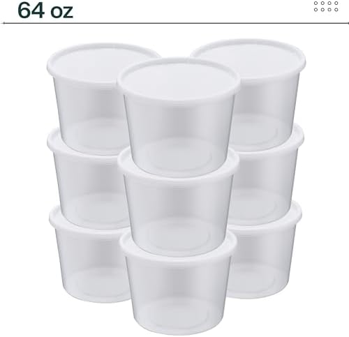 64oz [50 set] Heavy Duty Plastic Deli Container | BPA-Free Food Storage with Airtight Leak‑Proof Lids | Microwave, Freezer & Dishwasher Safe – Stackable, Bulk Reusable Soup & Meal Prep Tub - Image 5