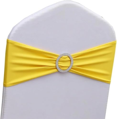 Yellow Sapndex Chair Sashes 50 Pack, Yellow Chair Bows Sashes for Wedding Birthday Party Folding Chairs Decor by GANKAR
