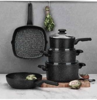 Korkmaz Ornella 5Qt Aluminum Sauce Pan with Cover, Black - Image 2