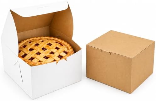 FC Meyer Bakery Boxes - Reversible Classic 10” Layer Cake Box, Versatile Reversible Paperboard – Choose White Or Kraft Side, Ideal for Small Bakery Cafes, Made In USA, Size 10 x 10 x 5 (Pack of 50) by FCMeyerPackagingLLC