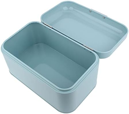 Solid Color Retro Metal Bread Bin Box,Large Bread Box for Kitchen Counter, Large Capacity Kitchen Storage Container,Countertop Space Saving,High Capacity Bread Storage Bin (Blue) - Image 3