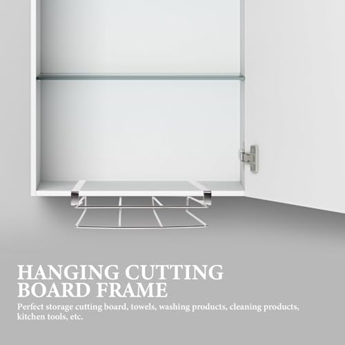 Hemoton Hanging Cutting Board Rack Cutting Board Organizer for Cabinet Door Pot Lid and Mug Storage Shelf under Cabinet Kitchen Storage Rack Space Saving Home Accessory 10.15 X 10.15 X 3.26 in - Image 5