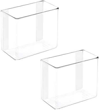 mDesign Plastic Adhesive Mount Storage Organizer Container for Kitchen or Pantry Wall Organization - Space Saving Holder for Sandwich Bags, Foil - 11" Wide - Ligne Collection - 2 Pack - Clear - Image 2