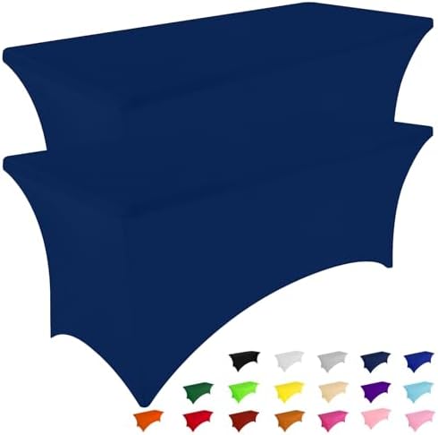 Smiry 12 Pack Spandex Table Cloth 6FT, Elastic Fitted Navy Tablecloth by Smiry