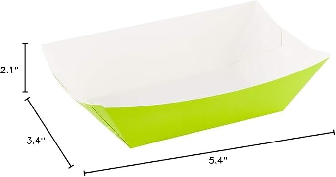 Restaurantware-Bio Tek 1 Pound Food Trays, 200 Disposable Paper Food Trays - Heavy-Duty, Greaseproof, Green Paper Food Boats, For Snacks, Appetizers, Or Treats, Use At Parties Or Carnivals - Image 7