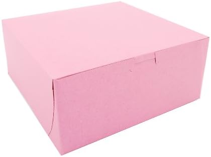 Southern Champion Tray 0861 Pink Paperboard Non-Window Lock-Corner Bakery Box, 9" Length x 9" Width x 4" Height (Case of 200) by SouthernChampionTray