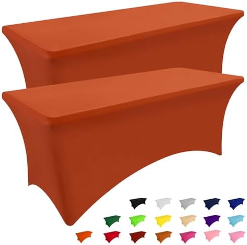 Smiry 2 Pack Spandex Table Cloth 4FT, Elastic Fitted Rust Tablecloth by Smiry