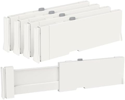 Vtopmart 4" High Drawer Dividers for Clothes, 11.3"-17" Expandable, 4 Pack | Adjustable Drawer Organizer, Dresser Clothes Separator, Baby Clothing Storage, Kitchen & Office Organization, Space Saving by Vtopmart
