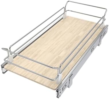 Pull Out Cabinet Organizer 10.87" W X 22" D, Wood & Chromed by STORKING