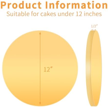 10 PCS 12inch Gold Cake Drums, 1/2 Inch Thick Round Cake Boards, Professional Quality Cake Cardboards, Card Base, Cake Mat-Gold for Wedding, Party, Anniversaries, Birthday Decor (12inch/10pcs) - Image 2
