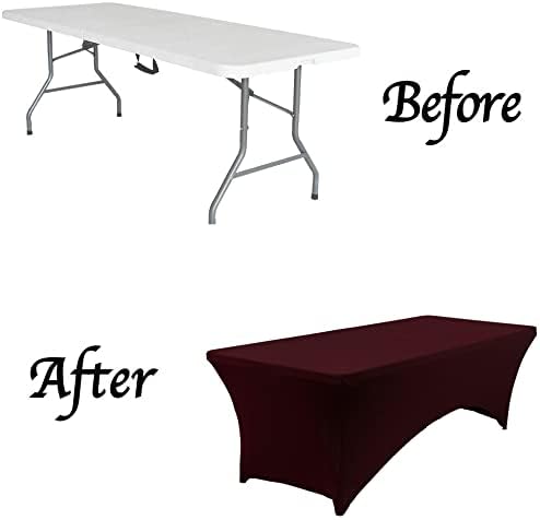 MDS® Pack of 20 Spandex Tablecloth 6FT Tight Fitted Stretch Table Cover – Washable Wrinkle-Free Reusable Elastic Patio Tablecloth for Wedding, Party, Banquet, Trade Show, Event Décor - Burgundy - Image 5