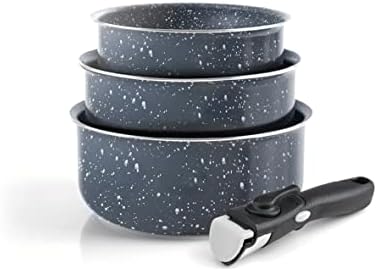 by Brandt 194-007 4-Piece Cookware Set Marble Grey Aluminium Diameter 16/18/20 cm by Qulinart
