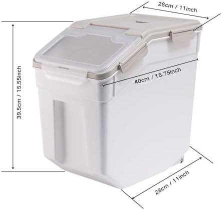 50 lb Flour Storage Container, 2 Pack Rice Storage Container with Measuring Cup/Wheels Seal Locking Lid for Flour, Rice, Grain, Cereal, Dry Food Dispenser Organizer Storage Bin (Grey) - Image 2