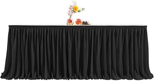 PARTISKY White Polyester Table Skirt for Rectangle Tables 14ft, Wrinkle Resistant Pleated Ruffle Table Cloth for Birthday Party Banquet Wedding Baby Shower - Image 3