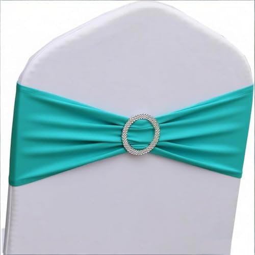 Teal Chair Sashes 50 Pack, Teal Chairs Bows Sashes for Birthday, Spandex Sashe for Wedding Party Decor, Turquoise Sashe for Chair Covers. by GANKAR