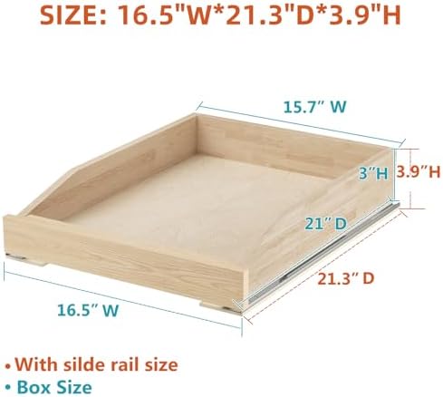 Pull Out Cabinet Drawer 16½” W x 21” D, Soft Close Pull Out Cabinet Organizer, Pull Out Shelves Requires at Least 17½” Cabinet Opening, Bottom Assembly - Image 3