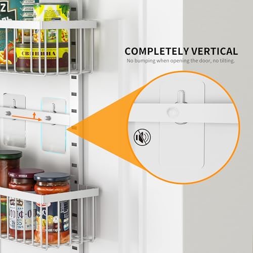 Moforoco White Over The Door Pantry Organizer, Pantry Organization and Storage, Metal Hanging Spice Rack Shelves Door, Seasoning Shelves, Laundry Room Organization, House and Kitchen Essentials - Image 5
