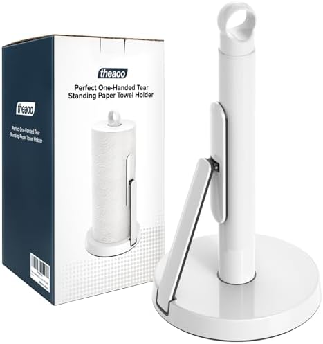 theaoo Heavy-Duty Paper Towel Holder with Tension Arm, Countertop(1, White) by theaoo