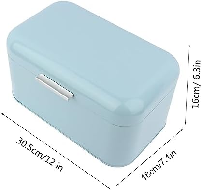 Solid Color Retro Metal Bread Bin Box,Large Bread Box for Kitchen Counter, Large Capacity Kitchen Storage Container,Countertop Space Saving,High Capacity Bread Storage Bin (Blue) - Image 5