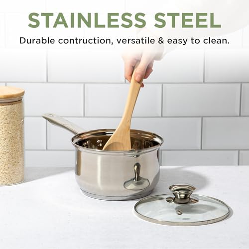 Ecolution Stainless Steel Sauce Pan, Encapsulated Induction Ready Cooking Pot with Glass Lid, Oven Safe, Dishwasher Safe Soup Pot, 2-Quart - Image 3