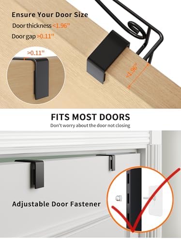 6-Tier Over Door Hanging Shelf, Adjustable Metal Storage Rack for Kitchen Pantry Office, Black - Image 4