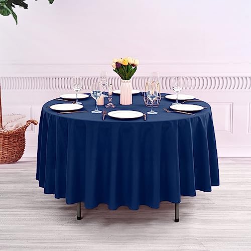 12 Pack Navy Blue Round Tablecloths, 90 Inch Polyester Table Cloth - Image 2
