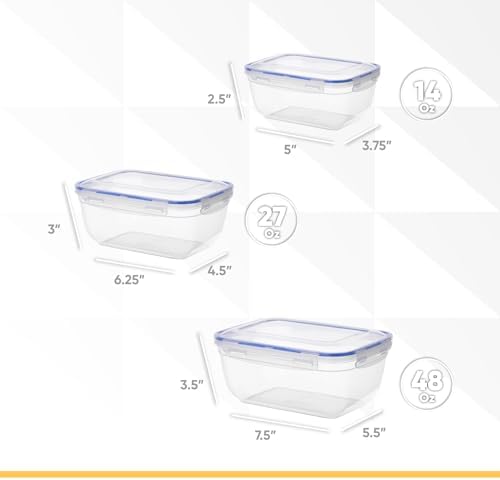 Superio Plastic Food Storage Container Set, BPA Free, Sealed Containers with Airtight Lids for Pnatry, Cupboard, and Fridge- Microwave and Dishwasher Safe (10) (3_Pack) - Image 2