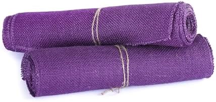 MDS® Pack of 5 Natural Burlap Table Runner, 12 x 108 Inch, Jute Rustic Farmhouse Boho Table Decor for Wedding Reception, Dining Table, Bridal Shower, Baby Shower & Party Decorations - Cadbury Purple - Image 5
