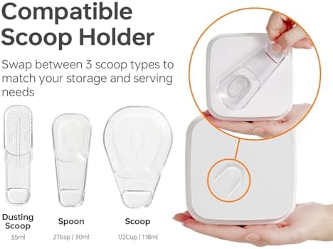 Felli Flip Tite Food Storage Container with Scoop & Lid 5" LARGE Airtight Ring Top, Acrylic Canister for Sugar Flour Baking Powder Rice Pasta, Kitchen Organizer Christmas Gift Set (10pk, Variety) - Image 5