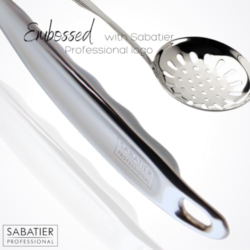 Sabatier Professional Large Metal Skimmer - Mirror Polished Stainless Steel Cooking Spoon for Draining Frying Oil, Serving Boiled Veg Or Pasta. Strong Construction. 5 Year Guarantee, Dishwasher Safe - Image 6