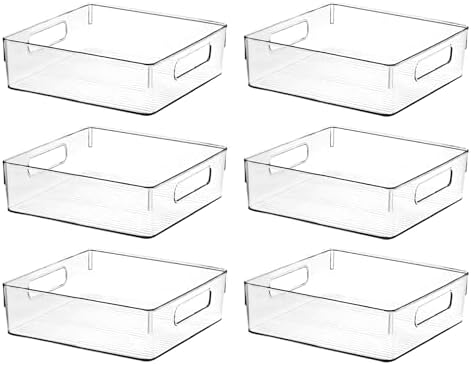 Clear Plastic Storage Bins, Pantry Organizers and Storage or Kitchen Organization and Storage Containers Bins for Organizing, Fridge, Freezer, Bathroom, Pantries, Refrigerator, Cabinet Organizer Bin by ShelfShaper