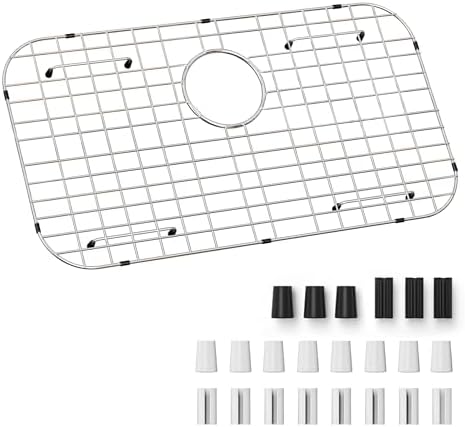 Sink Protector Grid 26-1/16"x14-1/16",Rear Drain with Corner Radius 3-1/2" by kitchenhelper