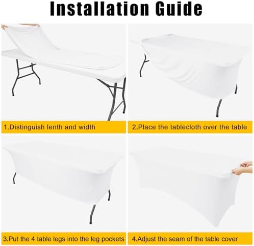 Smiry 2 Pack Spandex Table Cloth 36x36in, Elastic Fitted White Tablecloth - Image 5