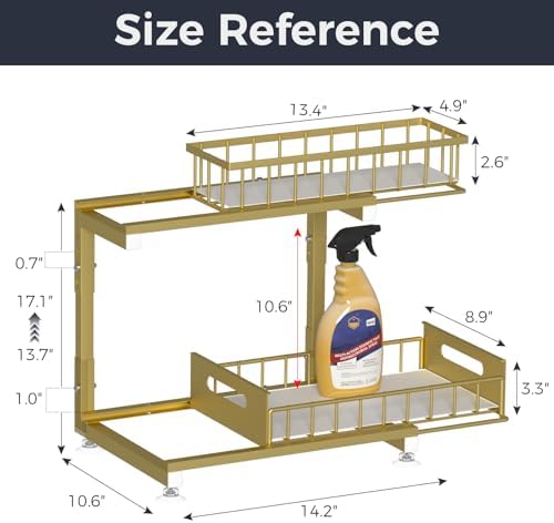 Saydear 2-Pack L-Shaped Under Sink Organizer, 2-Tier Pull-out Cabinet Rack - Image 6