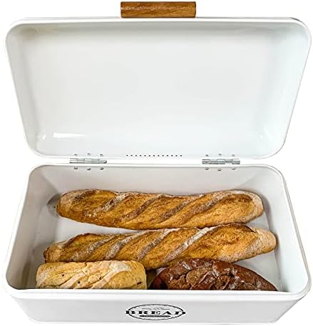 SOTECH Large White Bread Box with Lid,Farmhouse Bread Box in White Metal Extra Large Bread Storage Container for Kitchen Countertop and Room Decor - Image 2