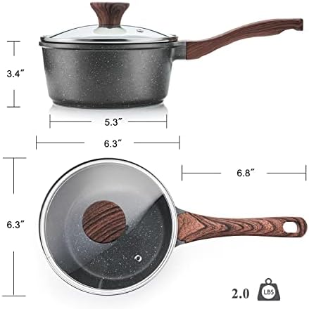 SENSARTE Nonstick Sauce Pan Set with Lid, 1.5+2.5 Quarts, PFOA/PFOS Free - Image 7