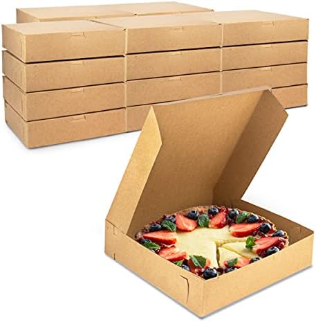 Fit Meal Prep 250 Pack Kraft Bakery Boxes, 10 x 10 x 2.5 Inches Brown Pastry Boxes, Cardboard Treat Boxes Pie Boxes Cookie Boxes Dessert Boxes for Cupcakes, Chocolates, Donuts, Macarons by FMPBRANDS