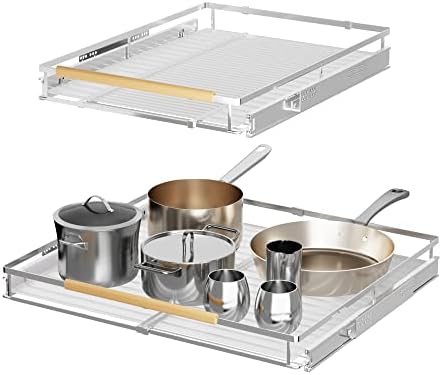 SANNO Pull Out Cabinet Organizer with Expandable Sliding Shelves for Cupboard Pantry, Steel Metal Sliding Shelf, Chrome Finish - Image 3
