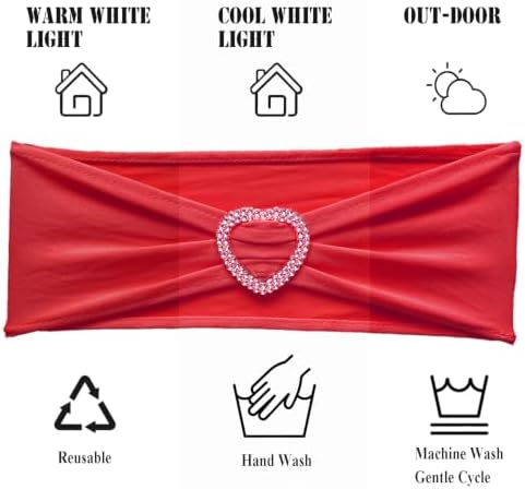 Red Chair Sashes 100 Pack Spandex Red Sashes for Chairs with Heart Buckle - Image 3