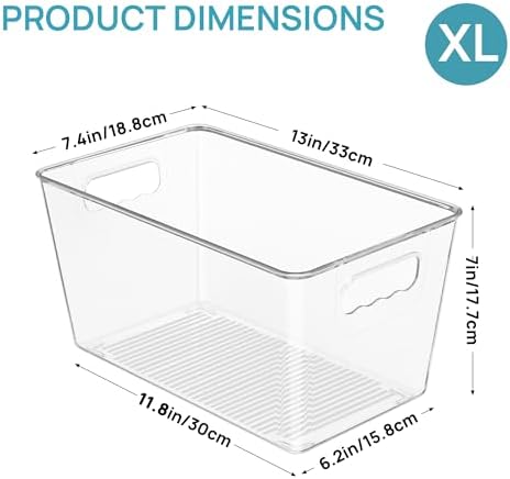 Vtopmart 12 Pack Clear Plastic Storage Bins, Pantry Organizer Containers with Handle for Refrigerator, Fridge, Cabinet, Kitchen, Countertops, Cupboard, Home Organization and Storage, XL - Image 2