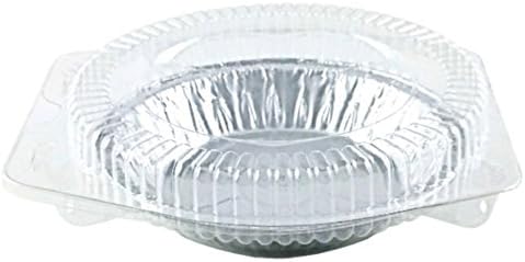 Pactogo 6" Aluminum Foil Mini Pie Pans - Disposable Small Baking Tin Plates with Clear Hinged Containers (Pack of 200 Sets) by PACTOGO