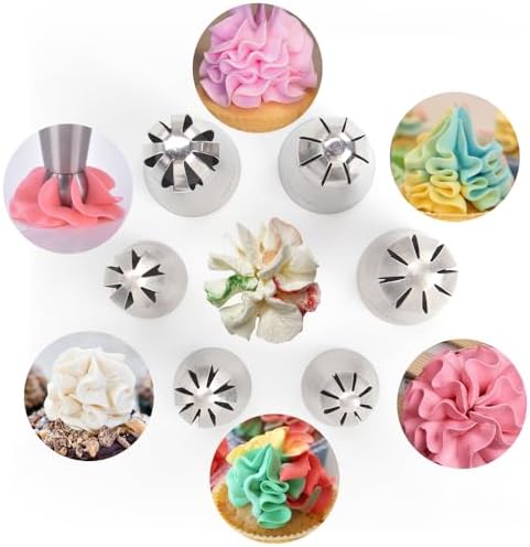 10 Pcs Stainless Steel Ball Twist Flower Icing Tips Set for Cupcakes - Image 3