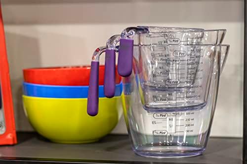 Colourworks Measuring Jug Set, 3-Piece Plastic Measuring Jug with 200, 400 and 900ml Jugs, Purple - Image 7